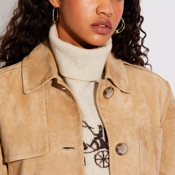 NWT! Coach double hoop earrings with a sparkling pavé crystal stud + gift wrap! - Picture 8 of 13